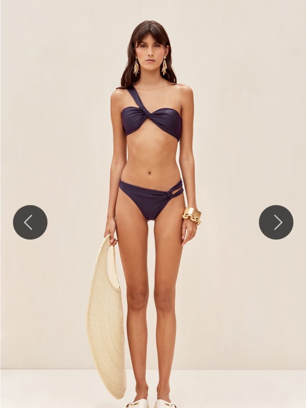 CULT GAIA Asymmetric Twist Bikini in Navy Set